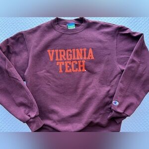 Champion Virginia Tech Embroidered Crewneck Sweatshirt Maroon M